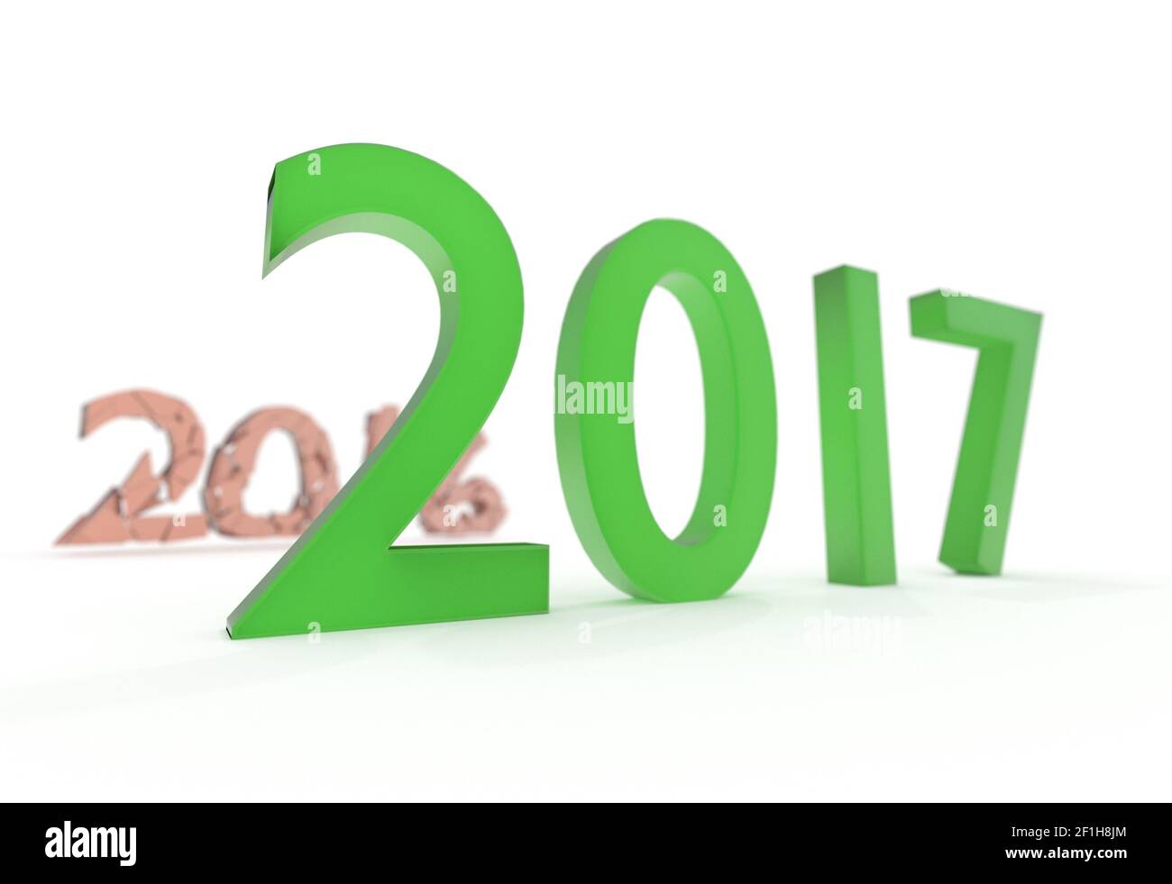 Frohes neues Jahr 2017 grüne Farbe nach 2016 3D-Illustration Stockfoto