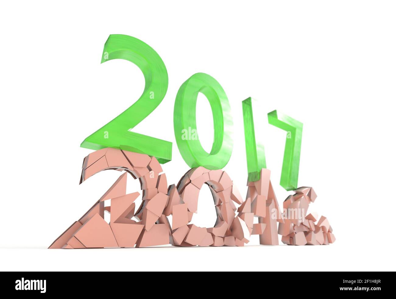 Frohes neues Jahr 2017 grüne Farbe nach 2016 3D-Illustration Stockfoto
