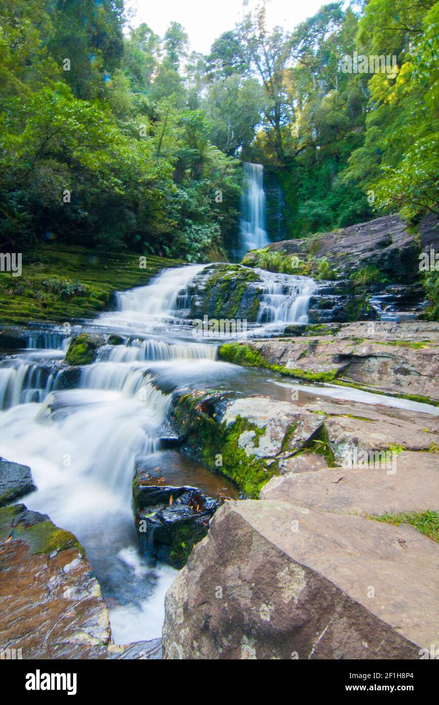 Die McLean Falls, Wasserfall am Tautuku River im Catlins Forest Park, Southland New Zealand Stockfoto