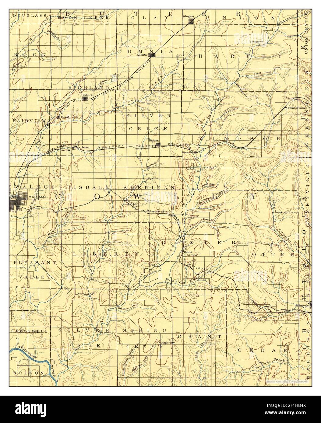 Burden, Kansas, Karte 1889, 1:125000, Vereinigte Staaten von Amerika von Timeless Maps, Daten U.S. Geological Survey Stockfoto