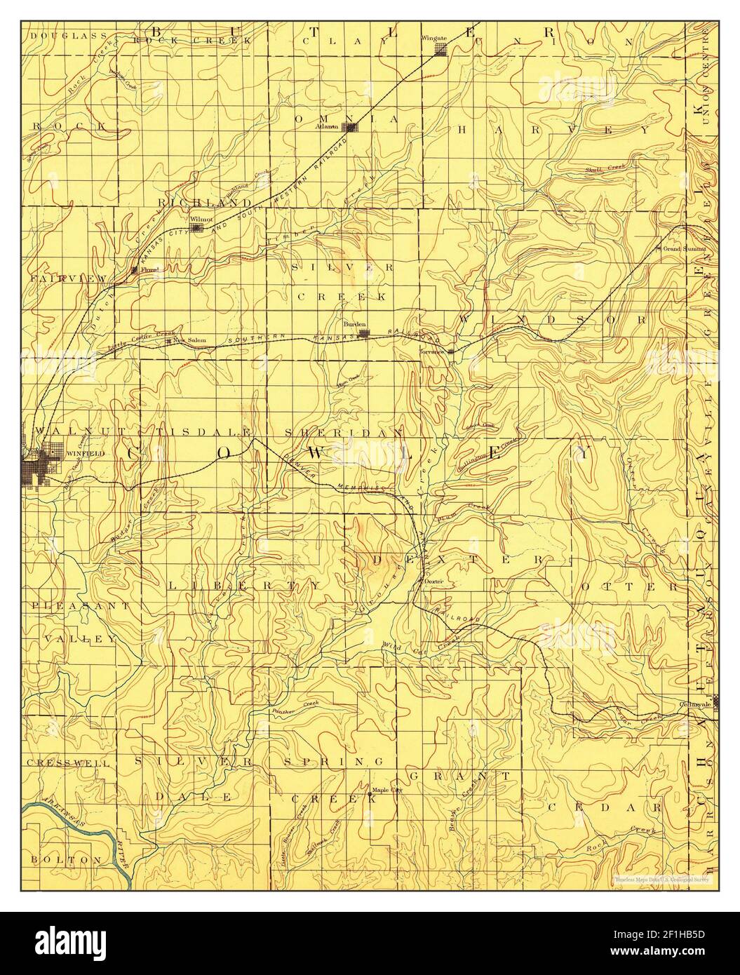 Burden, Kansas, Karte 1889, 1:125000, Vereinigte Staaten von Amerika von Timeless Maps, Daten U.S. Geological Survey Stockfoto