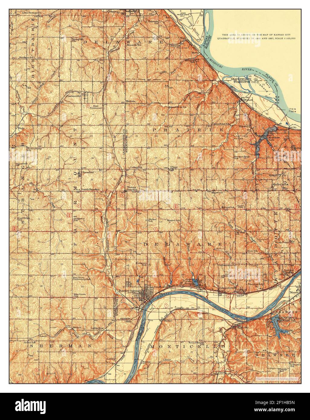 Bonner Springs, Kansas, Karte 1940, 1:62500, Vereinigte Staaten von Amerika von Timeless Maps, Daten U.S. Geological Survey Stockfoto