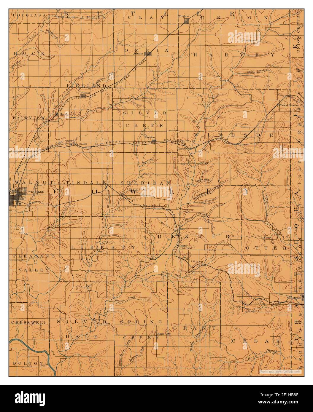 Burden, Kansas, Karte 1889, 1:125000, Vereinigte Staaten von Amerika von Timeless Maps, Daten U.S. Geological Survey Stockfoto