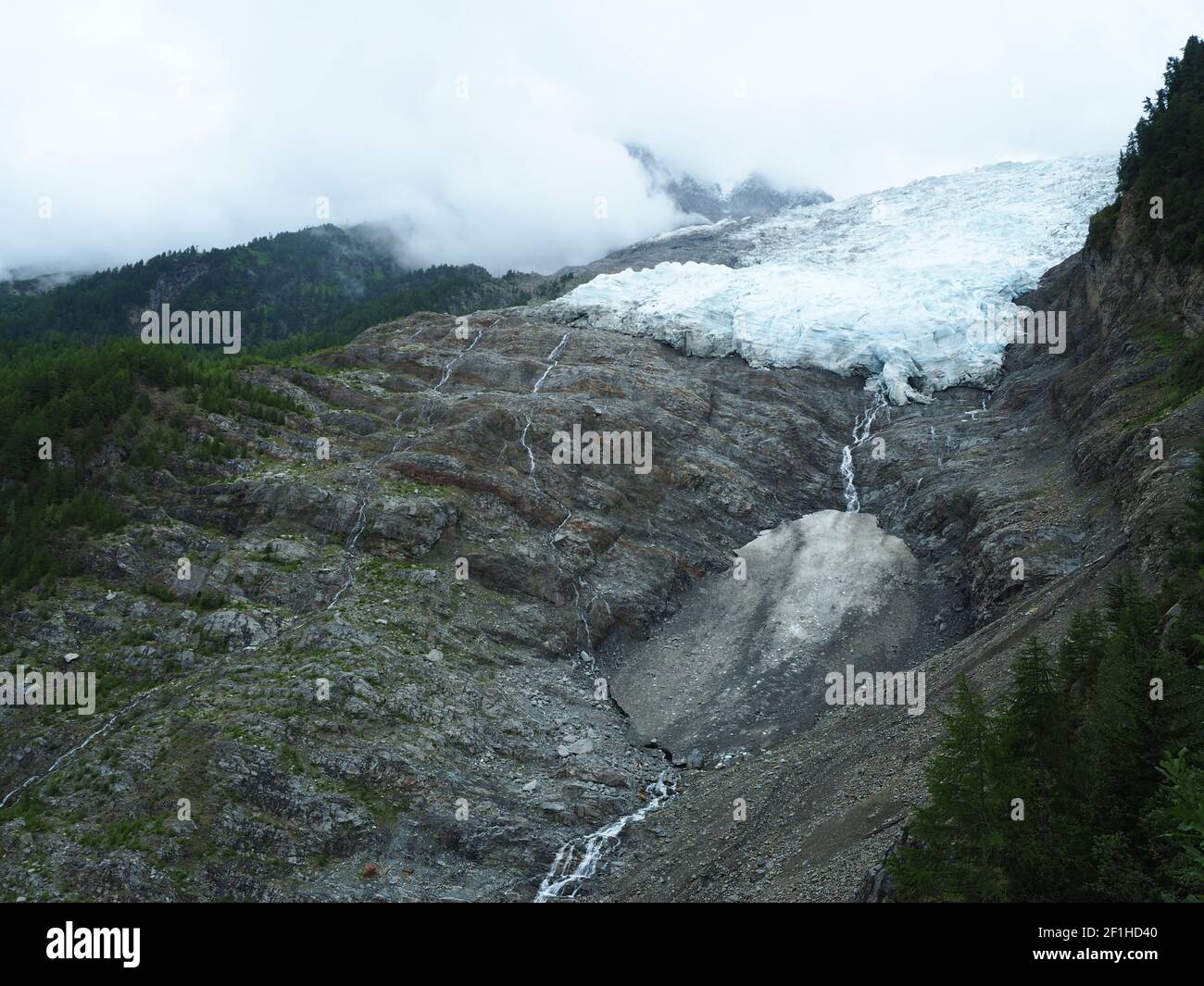 Blick auf den Bossongletscher auf das Mont Blanc Massiv Die französischen alpen Stockfoto