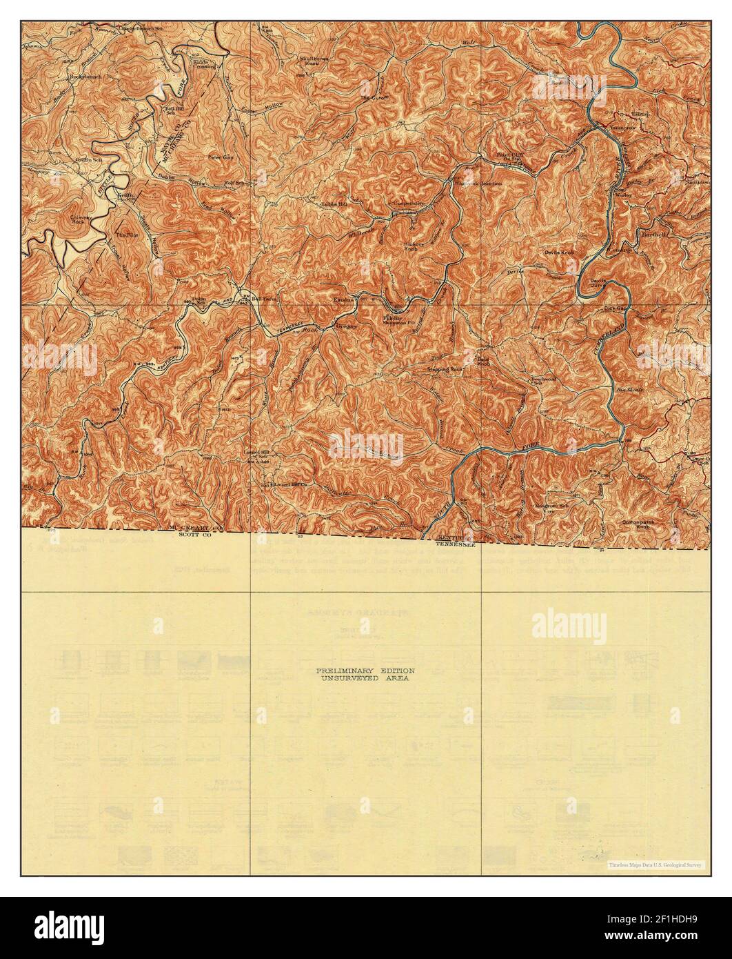 Barthell, Kentucky, Karte 1934, 1:62500, Vereinigte Staaten von Amerika von Timeless Maps, Daten U.S. Geological Survey Stockfoto