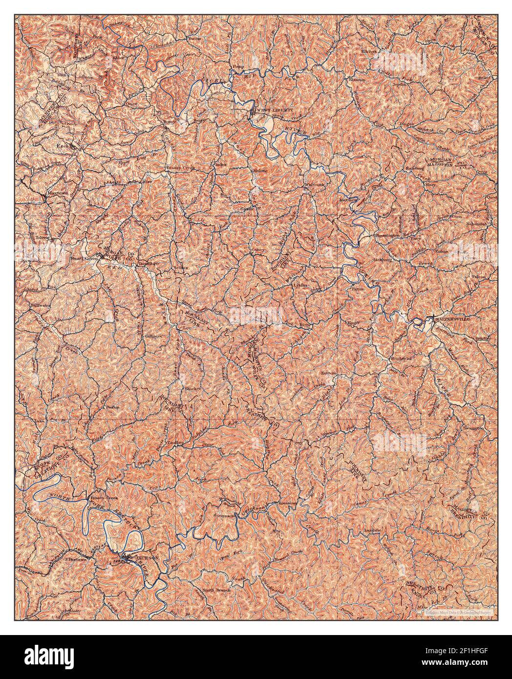 Salyersville, Kentucky, Karte 1889, 1:125000, Vereinigte Staaten von Amerika von Timeless Maps, Daten U.S. Geological Survey Stockfoto