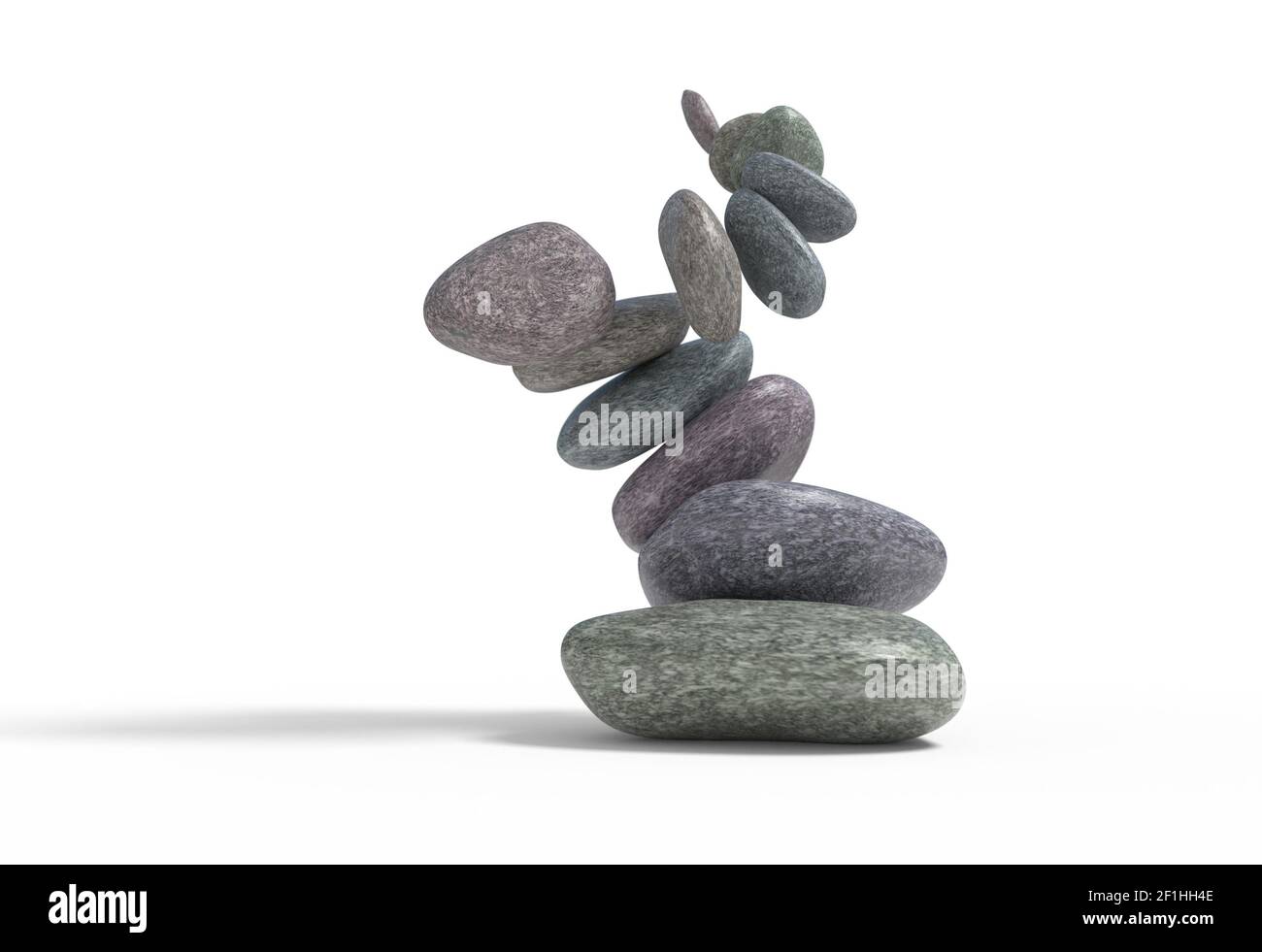 Broken balancie Falling Stones Set 3D Illustration Stockfoto