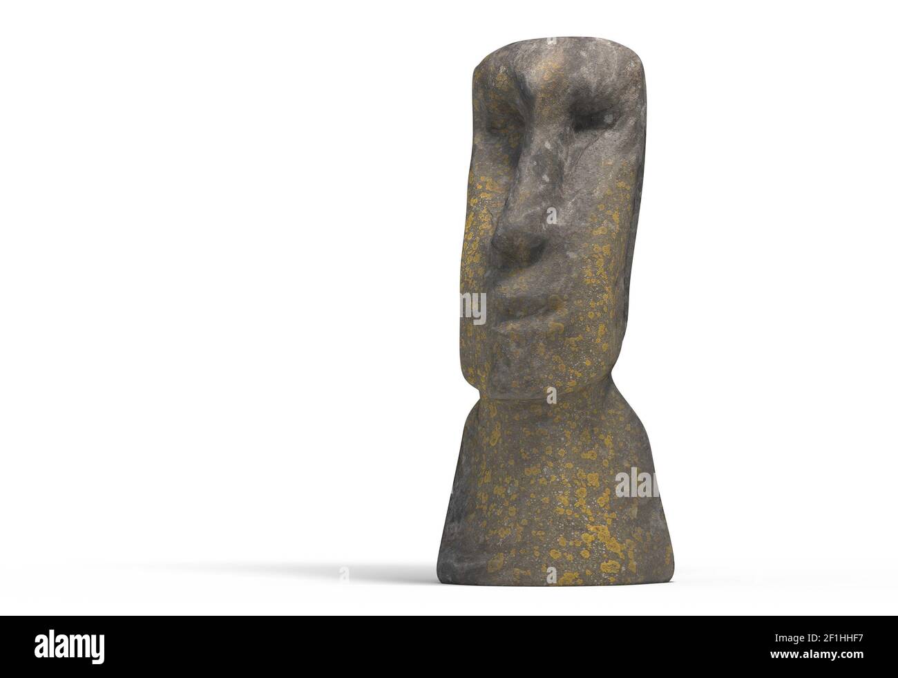 Skulptur eines Moai in Stein gehauen auf Weiß 3D-Darstellung Stockfoto