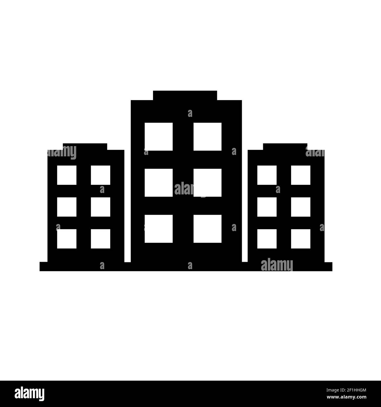 Bürogebäude Symbol auf weißem Hintergrund. Flacher Stil. Wohnung Zeichen. Architektur Business-Konzept. Company Symbol. Stockfoto