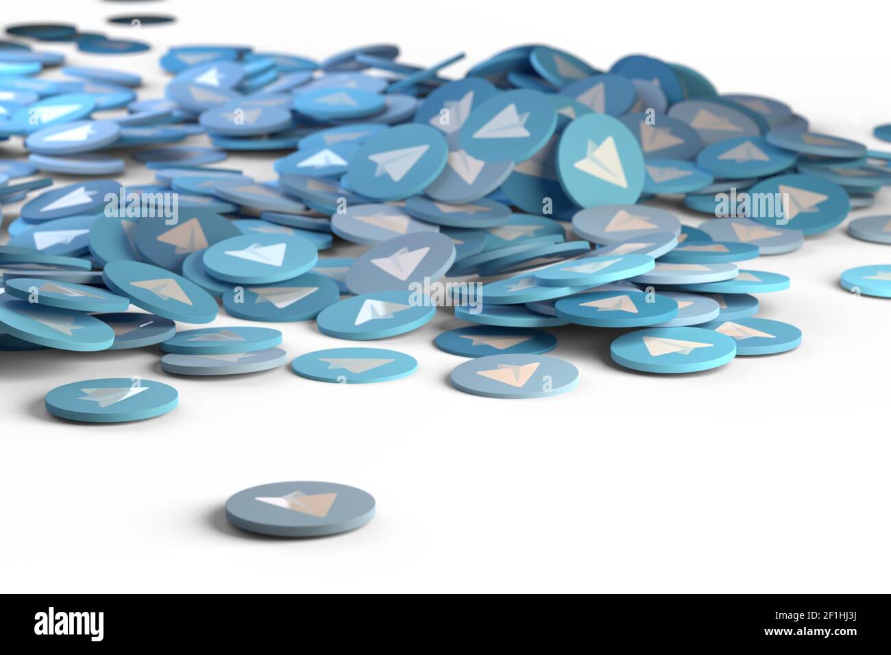 Blaues Flugzeuglogo, Symbolschaltfläche. Social Media Hintergrund Zeichen 3D illustraion Stockfoto