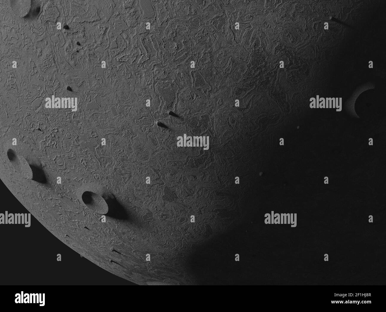 Asteroid oder kleine Pflanze. Krater und Beulen. 3D Abbildung Stockfoto