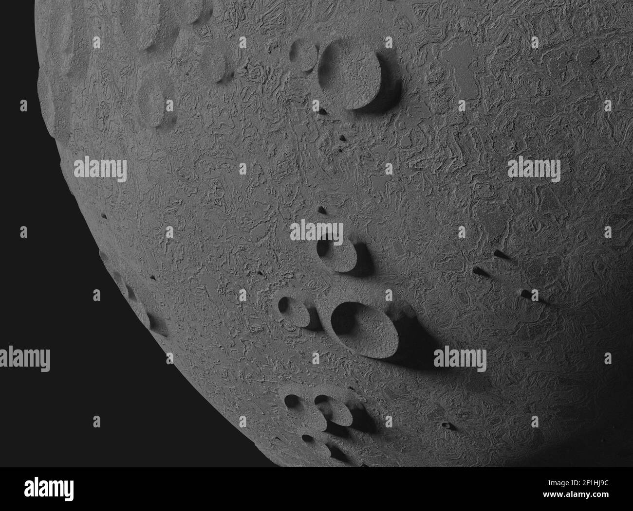 Asteroid oder kleine Pflanze. Krater und Beulen. 3D Abbildung Stockfoto