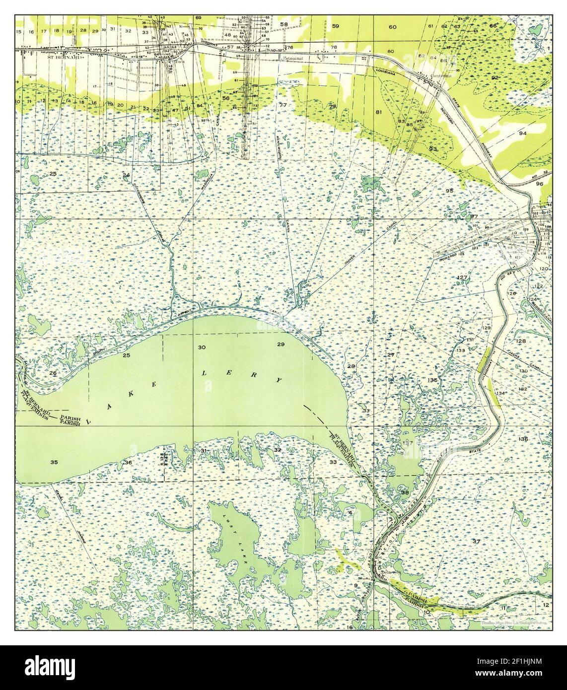 Delacroix, Louisiana, Karte 1935, 1:31680, Vereinigte Staaten von Amerika von Timeless Maps, Daten U.S. Geological Survey Stockfoto