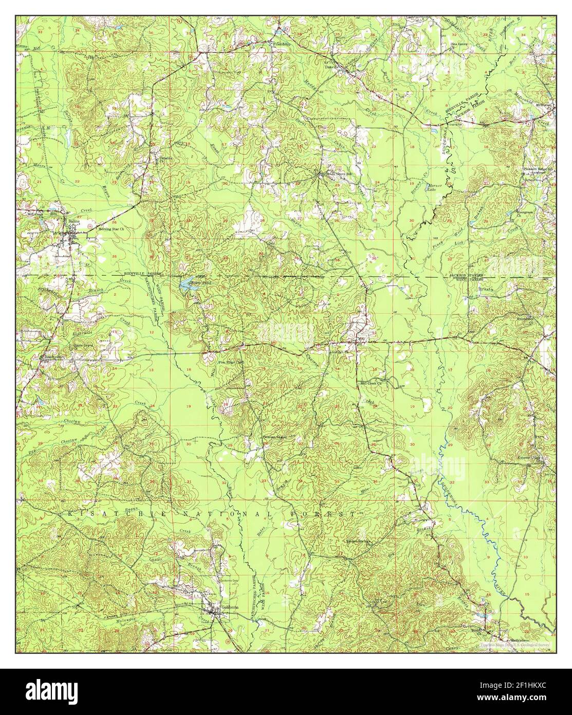 Goldonna, Louisiana, Karte 1957, 1:62500, Vereinigte Staaten von Amerika von Timeless Maps, Daten U.S. Geological Survey Stockfoto