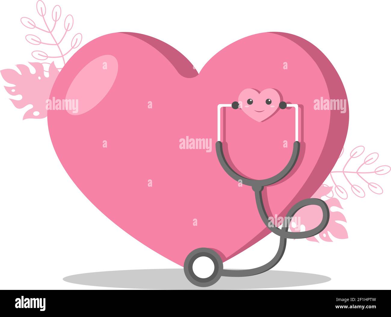Symbole für Gesundheitswesen und medizinische Geräte in Form von Herz-Illustration Pack von Thanksgiving an alle medizinischen Assistenten für den Kampf mit Coronavirus und Stock Vektor