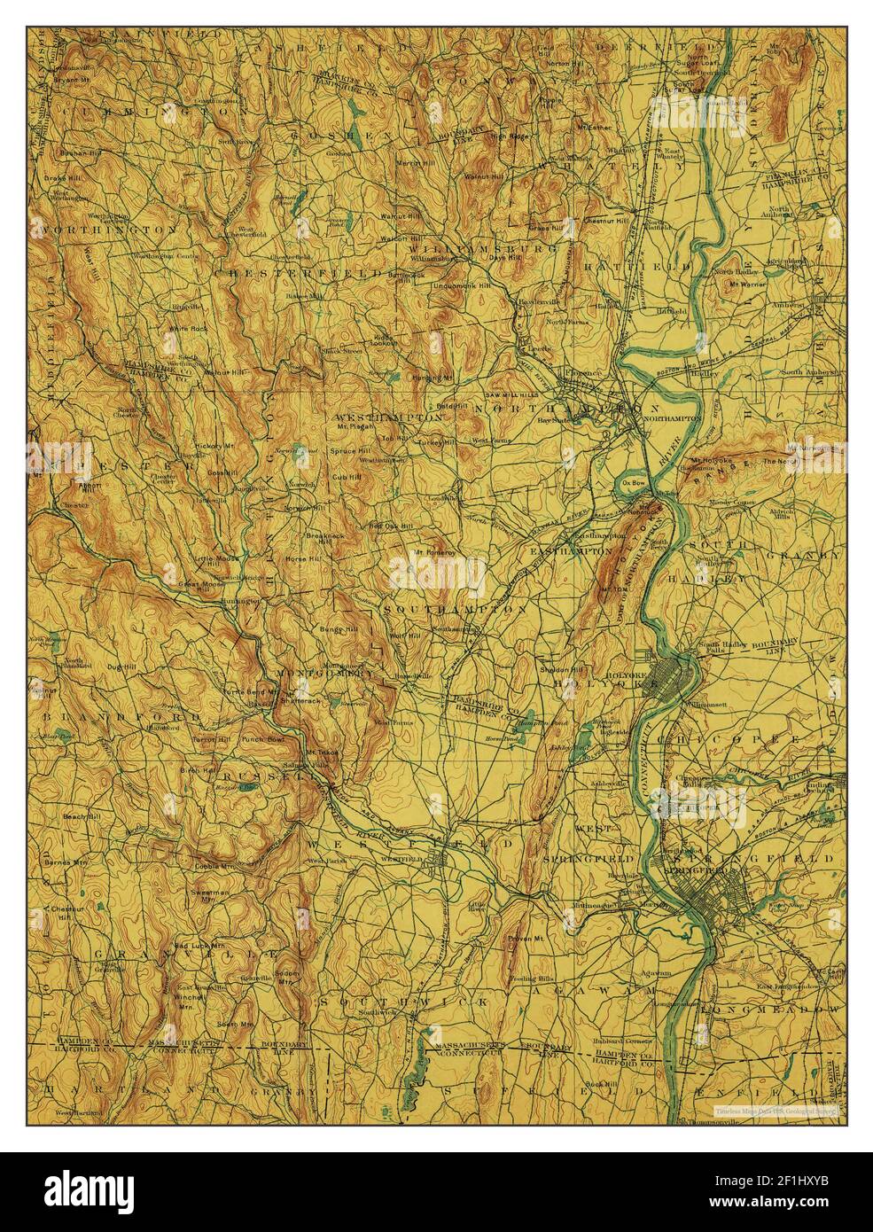 Holyoke, Massachusetts, Karte 1901, 1:125000, Vereinigte Staaten von Amerika von Timeless Maps, Daten U.S. Geological Survey Stockfoto