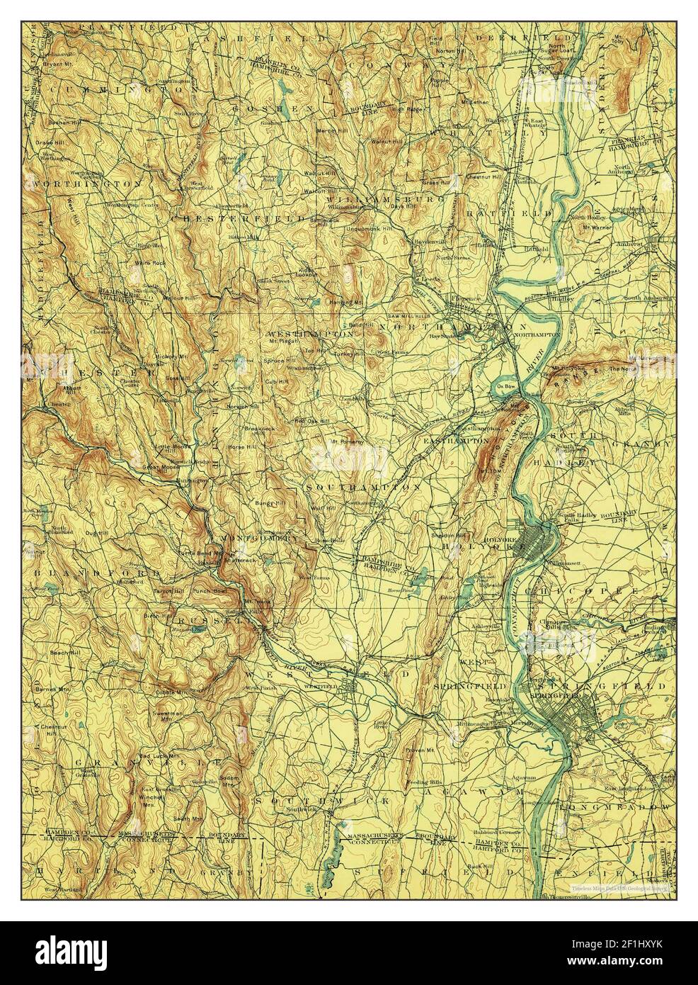 Holyoke, Massachusetts, Karte 1901, 1:125000, Vereinigte Staaten von Amerika von Timeless Maps, Daten U.S. Geological Survey Stockfoto