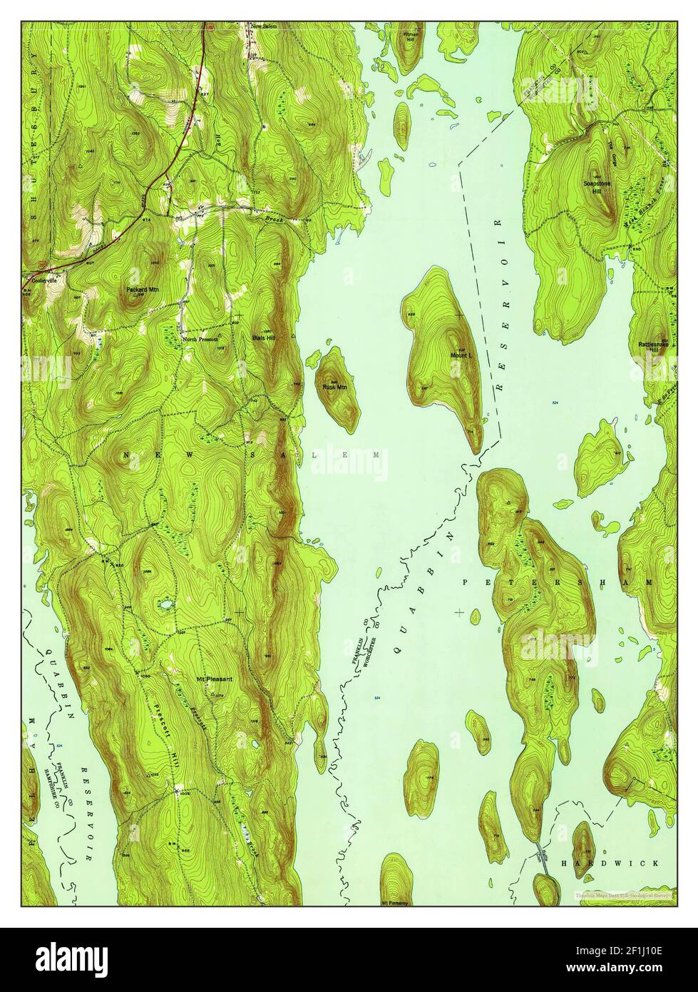 Quabbin Reservoir, Massachusetts, Karte 1952, 1:31680, Vereinigte Staaten von Amerika von Timeless Maps, Daten U.S. Geological Survey Stockfoto