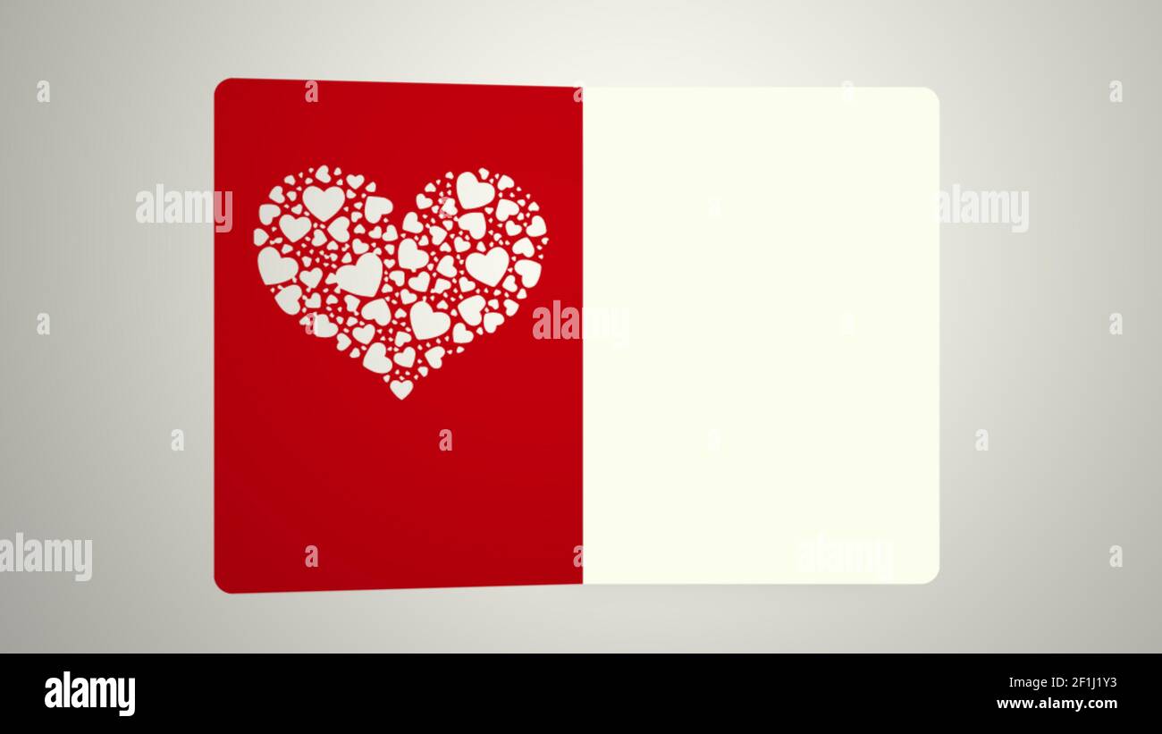 Animierter Brief, der mit einem Valentine Thema Cover öffnet, ideal Filmmaterial für Valentinstag für Coupl Stockfoto