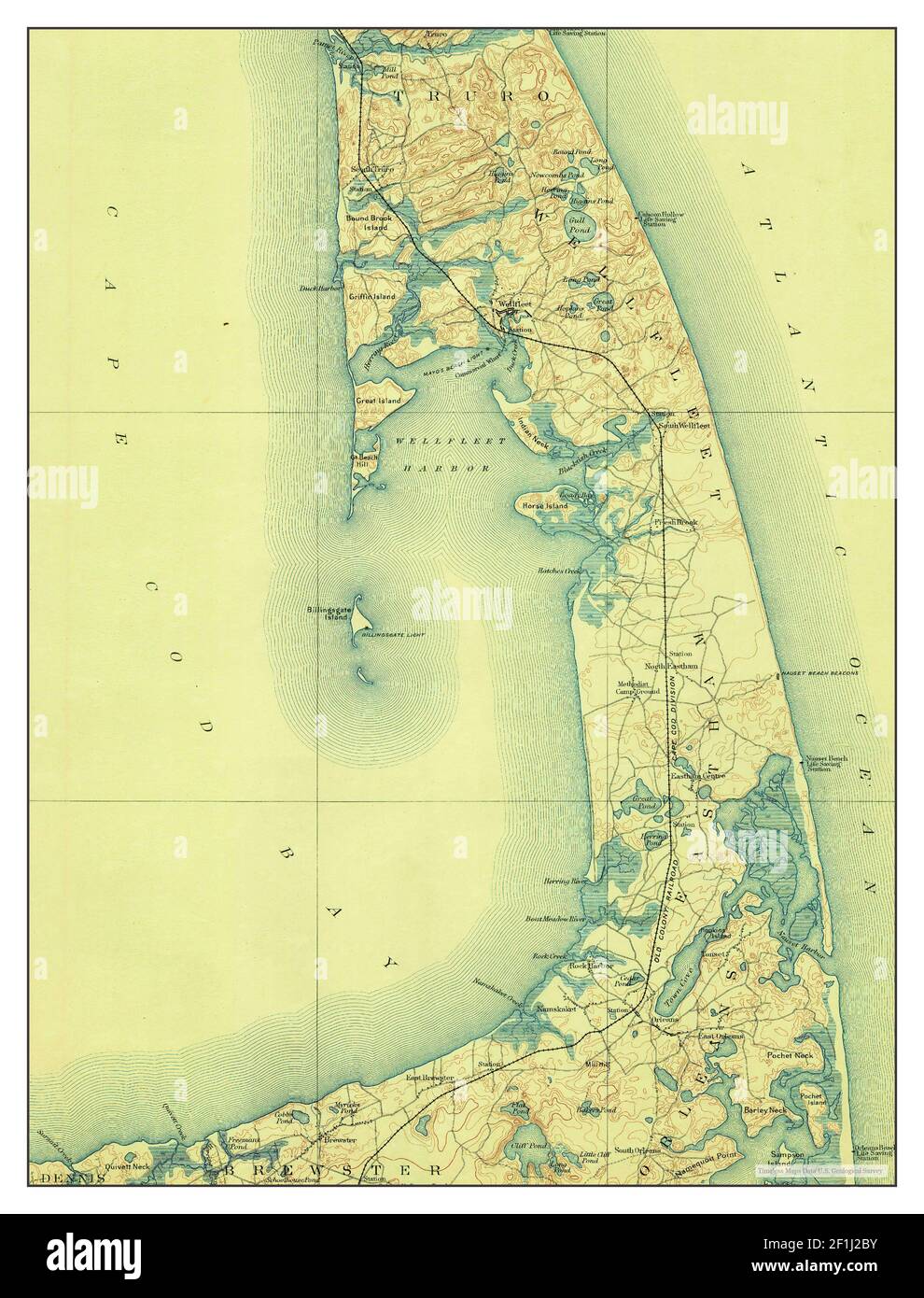 Wellfleet, Massachusetts, Karte 1889, 1:62500, Vereinigte Staaten von Amerika von Timeless Maps, Daten U.S. Geological Survey Stockfoto