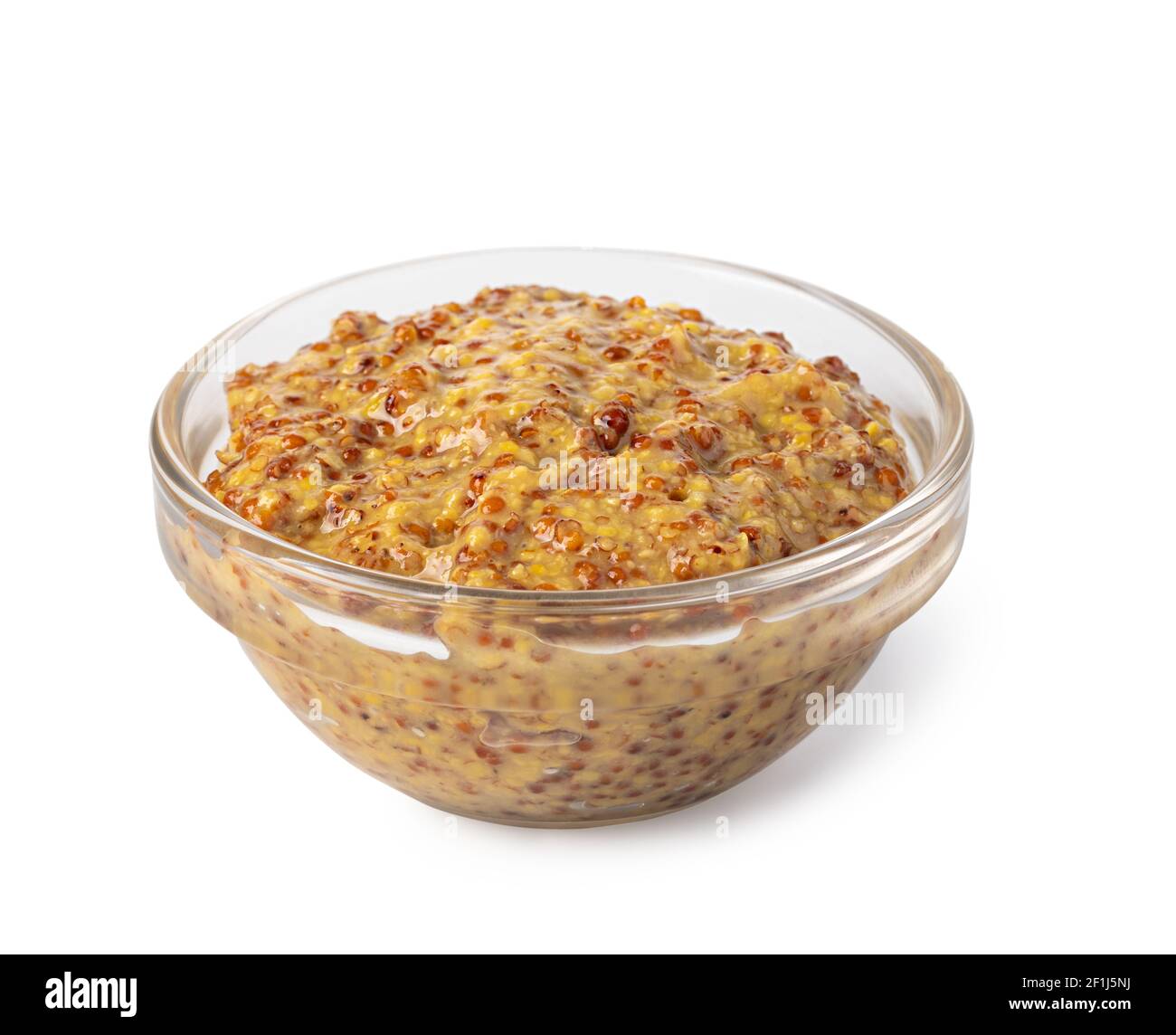 Schüssel mit Senf Stockfoto