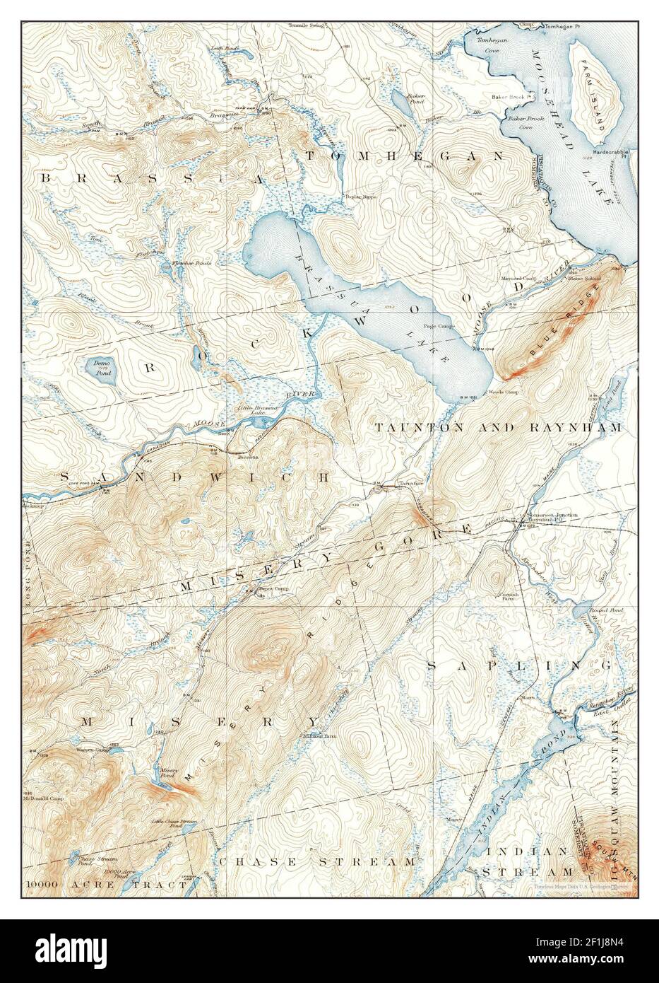 Brassua Lake, Maine, Karte 1921, 1:62500, Vereinigte Staaten von Amerika von Timeless Maps, Daten U.S. Geological Survey Stockfoto