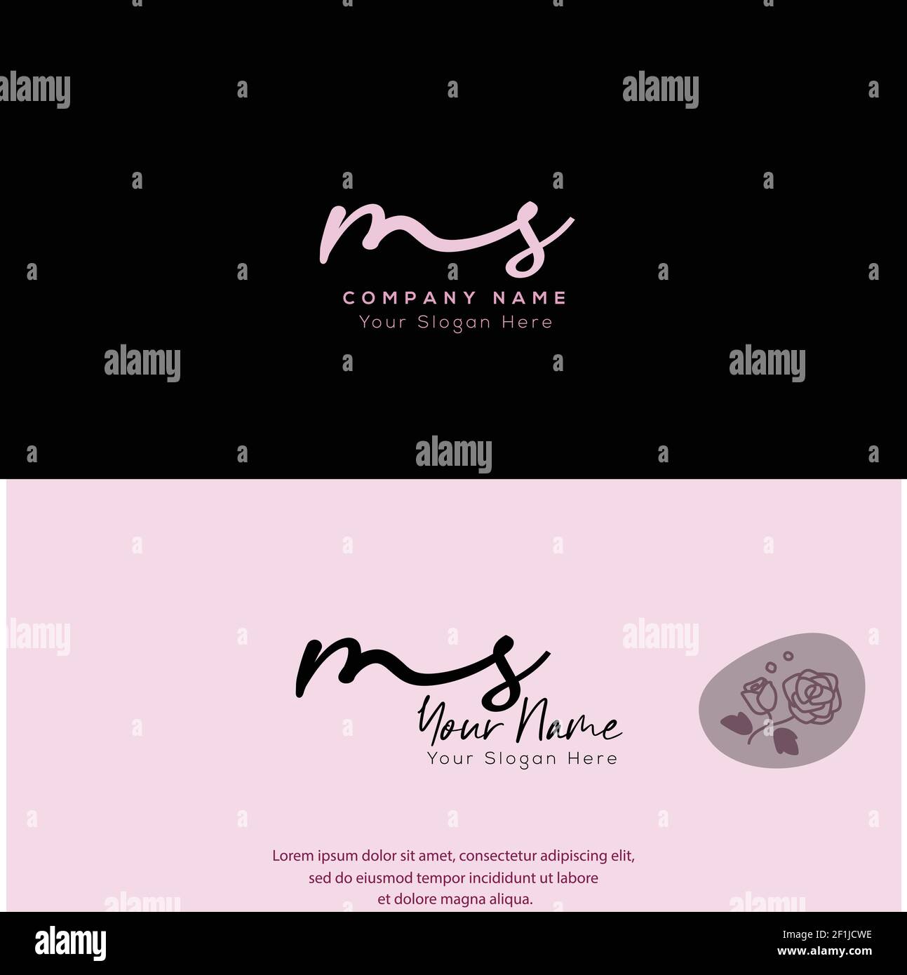 M S MS Initial Letter Handschrift und Unterschrift Logo. Beauty Vektor anfängliches Logo .Mode, Boutique, Blumen und botanische Stock Vektor