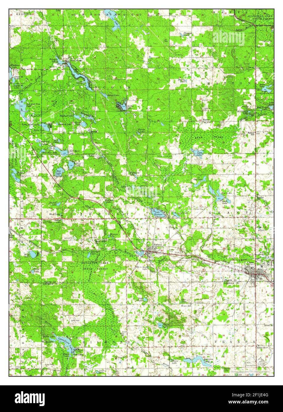 Clare, Michigan, Karte 1959, 1:62500, Vereinigte Staaten von Amerika von Timeless Maps, Daten U.S. Geological Survey Stockfoto