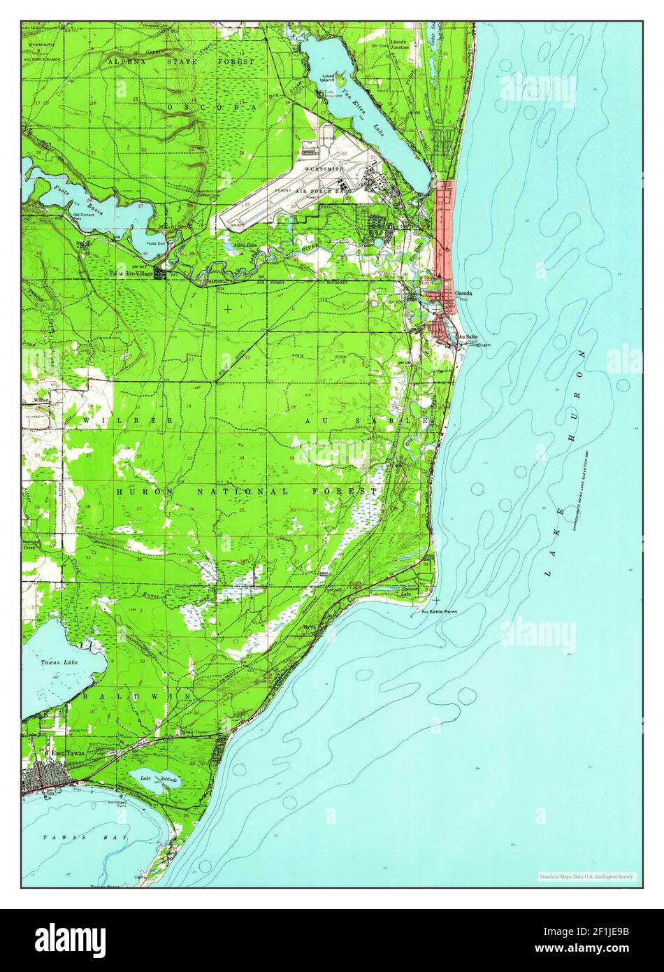 East Tawas, Michigan, Karte 1959, 1:62500, Vereinigte Staaten von Amerika von Timeless Maps, Daten U.S. Geological Survey Stockfoto