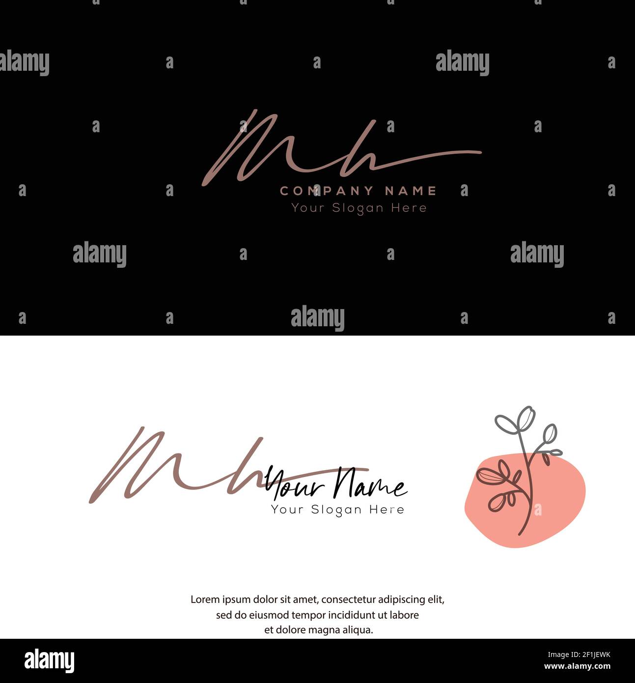 M H MH Anfangsbuchstabenhandschrift und Signaturlogo. Beauty Vektor anfängliches Logo .Mode, Boutique, Blumen und botanische Stock Vektor