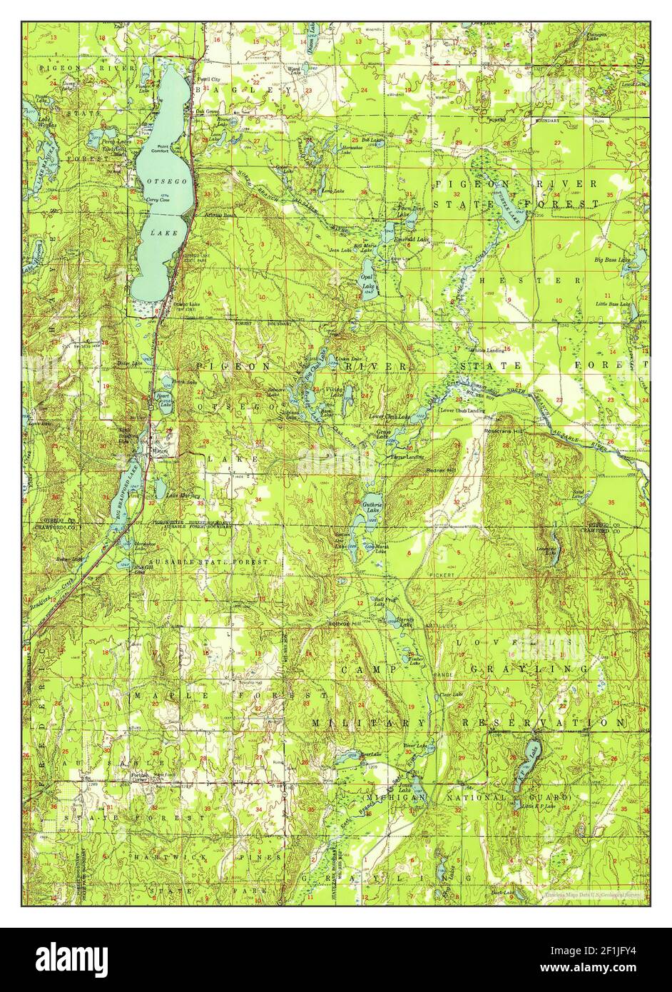 Otsego Lake, Michigan, Karte 1949, 1:62500, Vereinigte Staaten von Amerika von Timeless Maps, Daten U.S. Geological Survey Stockfoto