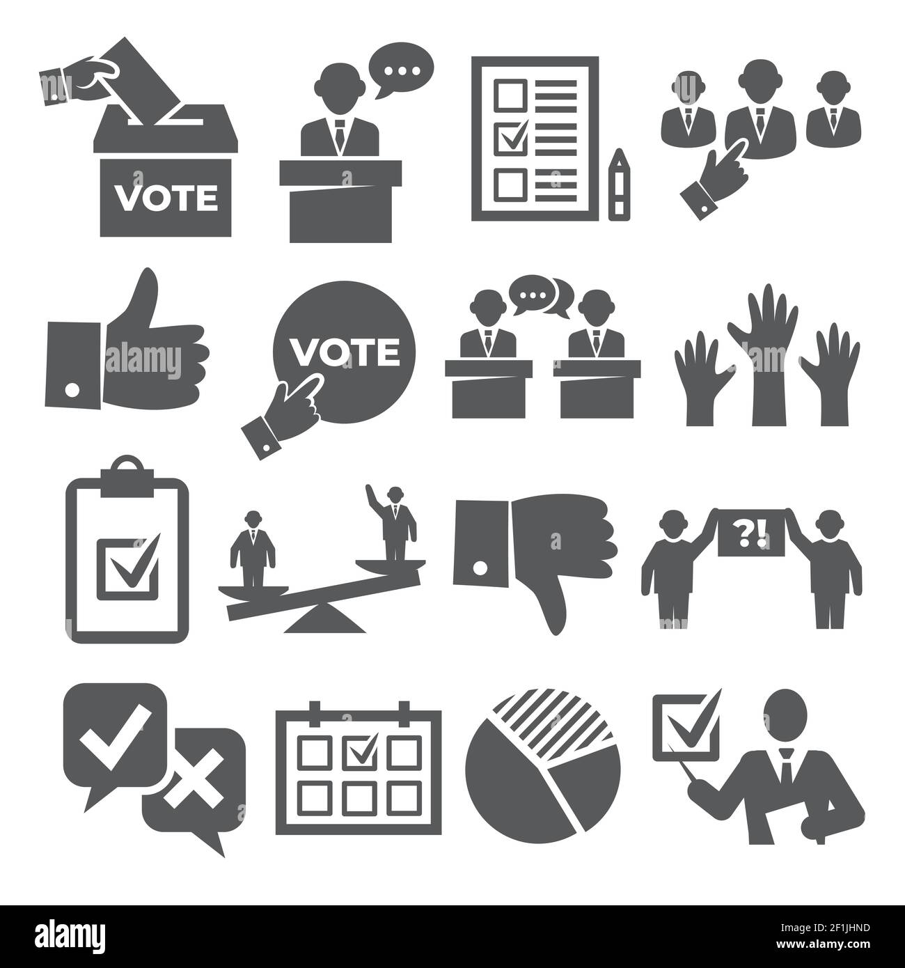 Abstimmungssymbole auf weißem Hintergrund Stock Vektor