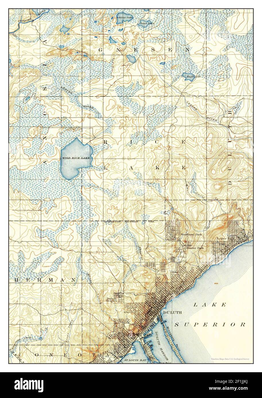 Duluth, Minnesota, Karte 1895, 1:62500, Vereinigte Staaten von Amerika von Timeless Maps, Daten U.S. Geological Survey Stockfoto