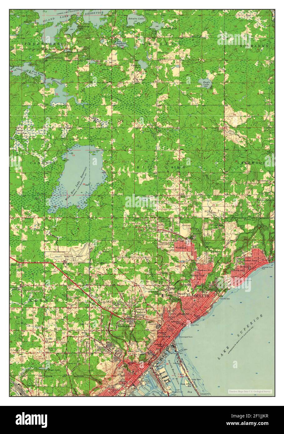 Duluth, Minnesota, Karte 1953, 1:62500, Vereinigte Staaten von Amerika von Timeless Maps, Daten U.S. Geological Survey Stockfoto