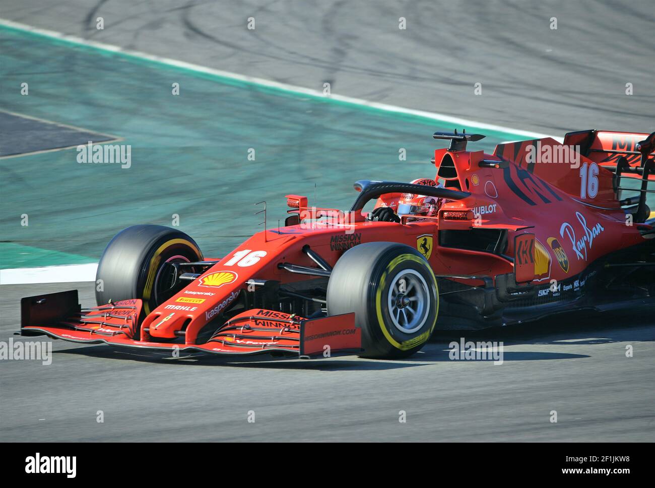 Charles Leclerc in den Trainingseinheiten der Rennstrecke Barcelona-Katalonien Stockfoto