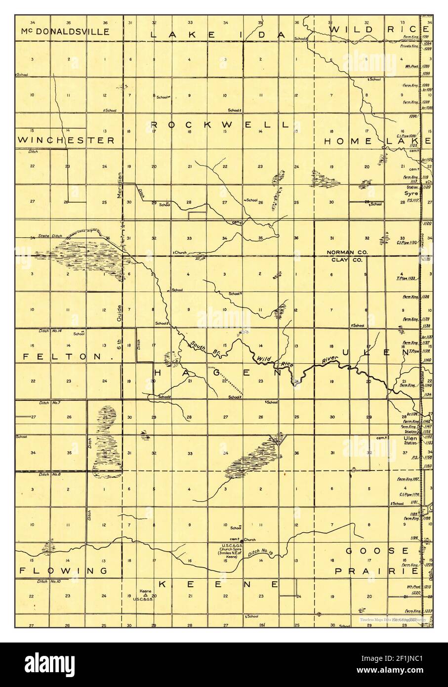 Ulen, Minnesota, Karte 1918, 1:62500, Vereinigte Staaten von Amerika von Timeless Maps, Daten U.S. Geological Survey Stockfoto