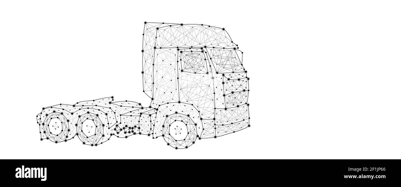 Abstraktes Bild von Auto-LKW-Raum, bestehend aus Punkten, Linien und Formen, Stars Geschäft. Stockfoto