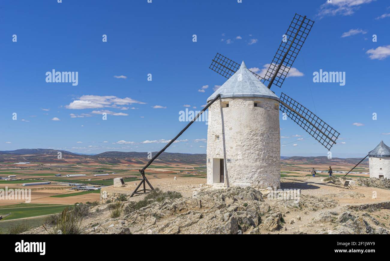 Windmühlen von Consuegra in Toledo Stadt, wurden verwendet, um Getreide von Weizen und Gerste zu mahlen Stockfoto