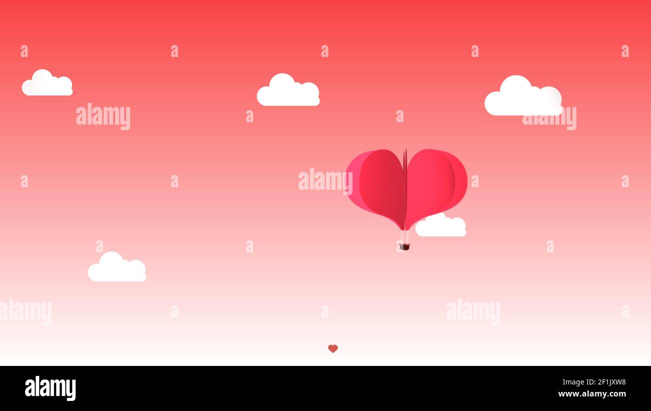 Sehr süße Animation, die mit einem herzförmigen Ballon das Gefühl von Liebe und Leidenschaft darstellt, ideal für die Feier Valentin Stockfoto