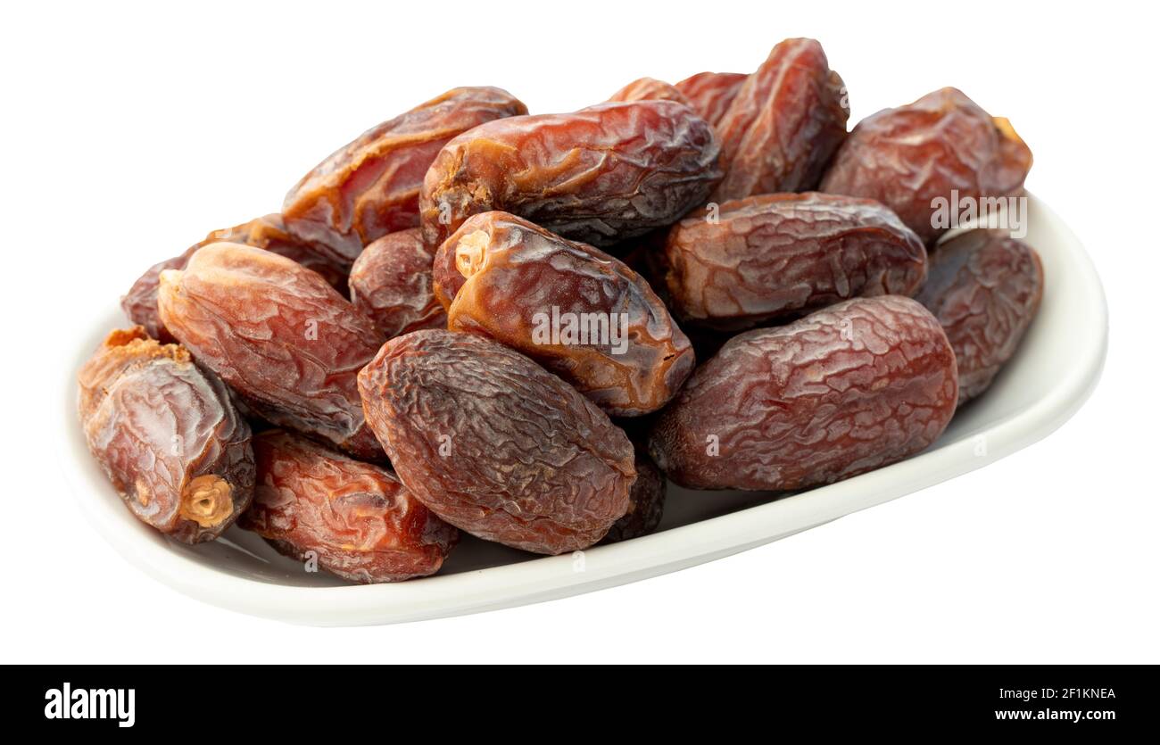 Medjoul Datteln Frucht isoliert auf weißem Hintergrund. ramadan kareem Stockfoto