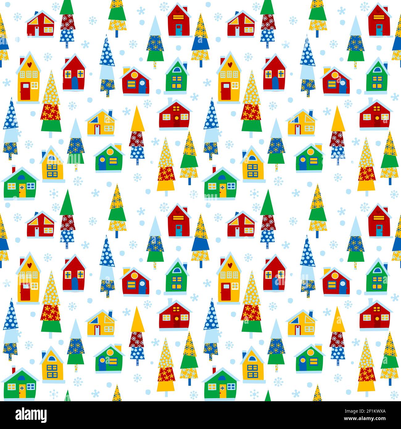 Cartoon Winter Hintergrund mit Häusern Stock Vektor