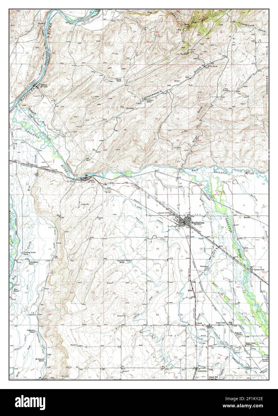 Manhattan, Montana, Karte 1949, 1:62500, Vereinigte Staaten von Amerika von Timeless Maps, Daten U.S. Geological Survey Stockfoto