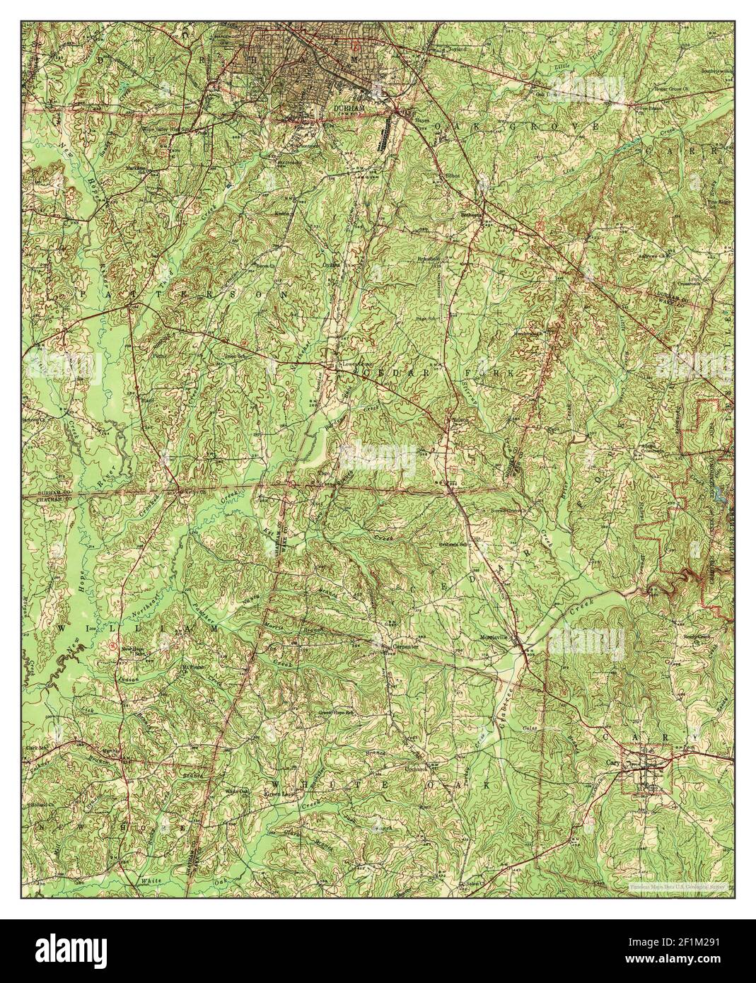Durham South, North Carolina, Karte 1943, 1:62500, Vereinigte Staaten von Amerika von Timeless Maps, Daten U.S. Geological Survey Stockfoto