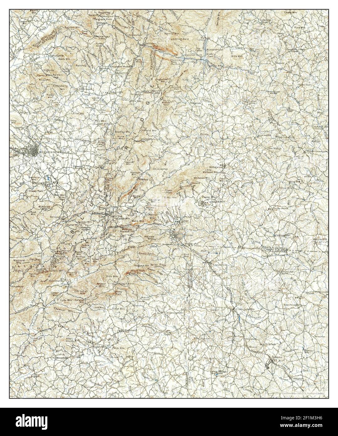 Saluda, North Carolina, Karte 1907, 1:125000, Vereinigte Staaten von Amerika von Timeless Maps, Daten U.S. Geological Survey Stockfoto