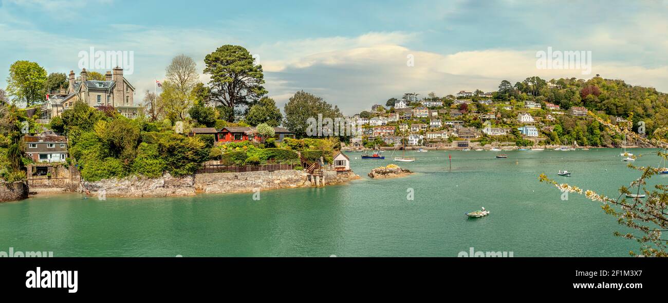 Anzeigen an der Dartmouth und Kingswear am Fluss Dart, Devon, England, UK | Aussicht in Dartmouth und Kingswear am Fluss Dart, Devon, England, Großbritannien Stockfoto