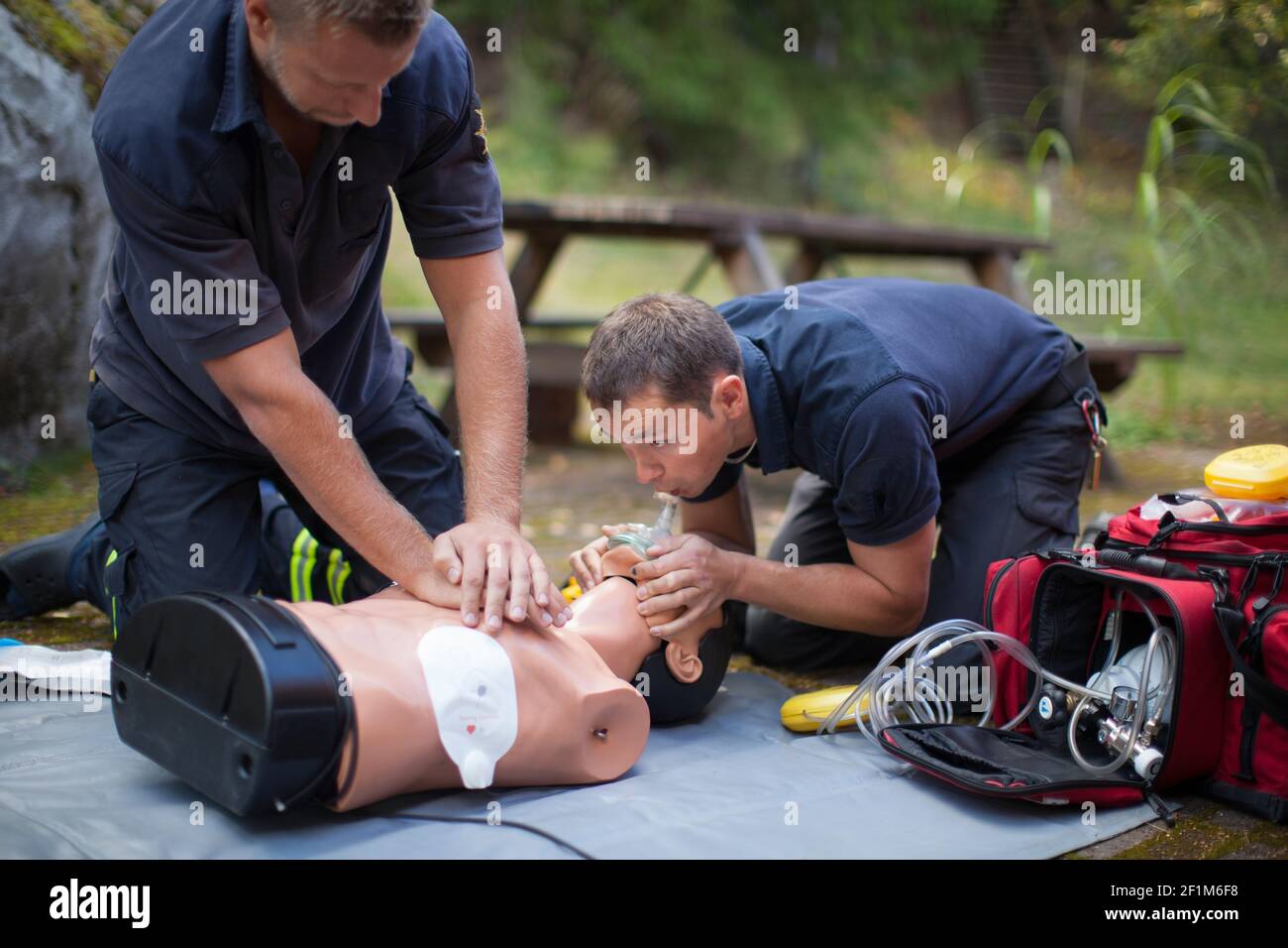 Feuerwehrleute Ausbildung CPR Stockfoto