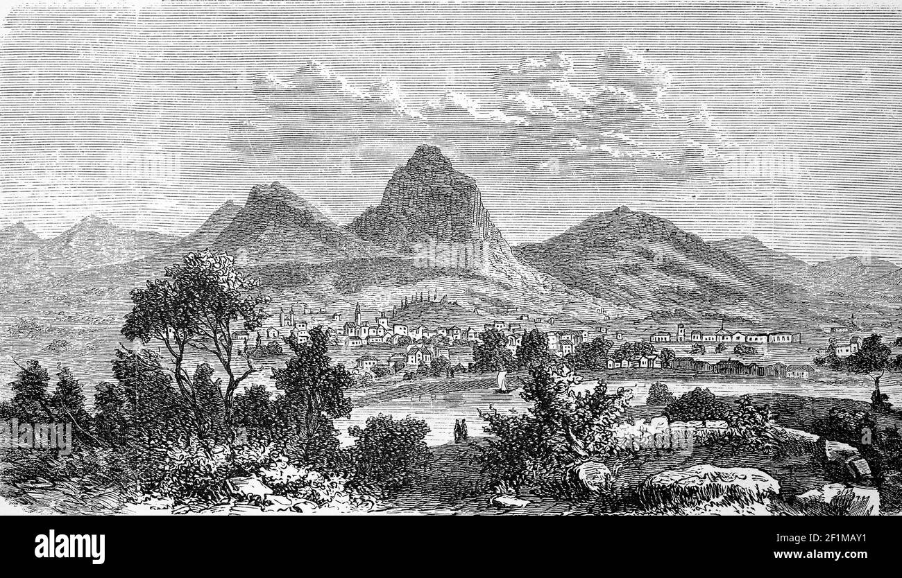 Schwyz, Gemeinde und Hauptstadt des Kantons Schwyz, Schweiz, im Jahr 1885 / Schwyz, Gemeinde und Hauptort des Kantons Schwyz, Schweiz, im Jahr 1885, Historisch, historisch, Digitale verbesserte Reproduktion eines Originals aus dem 19th. Jahrhundert / digitale Reproduktion einer Originalvorlage aus dem 19. Jahrhundert, Stockfoto