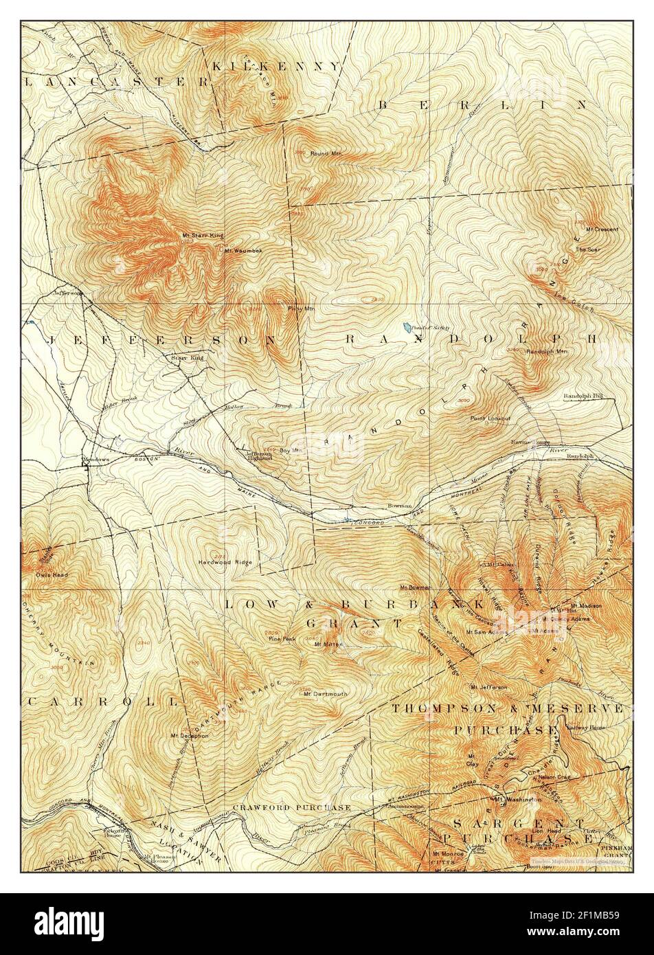 Mt Washington, New Hampshire, Karte 1896, 1:62500, Vereinigte Staaten von Amerika von Timeless Maps, Daten U.S. Geological Survey Stockfoto