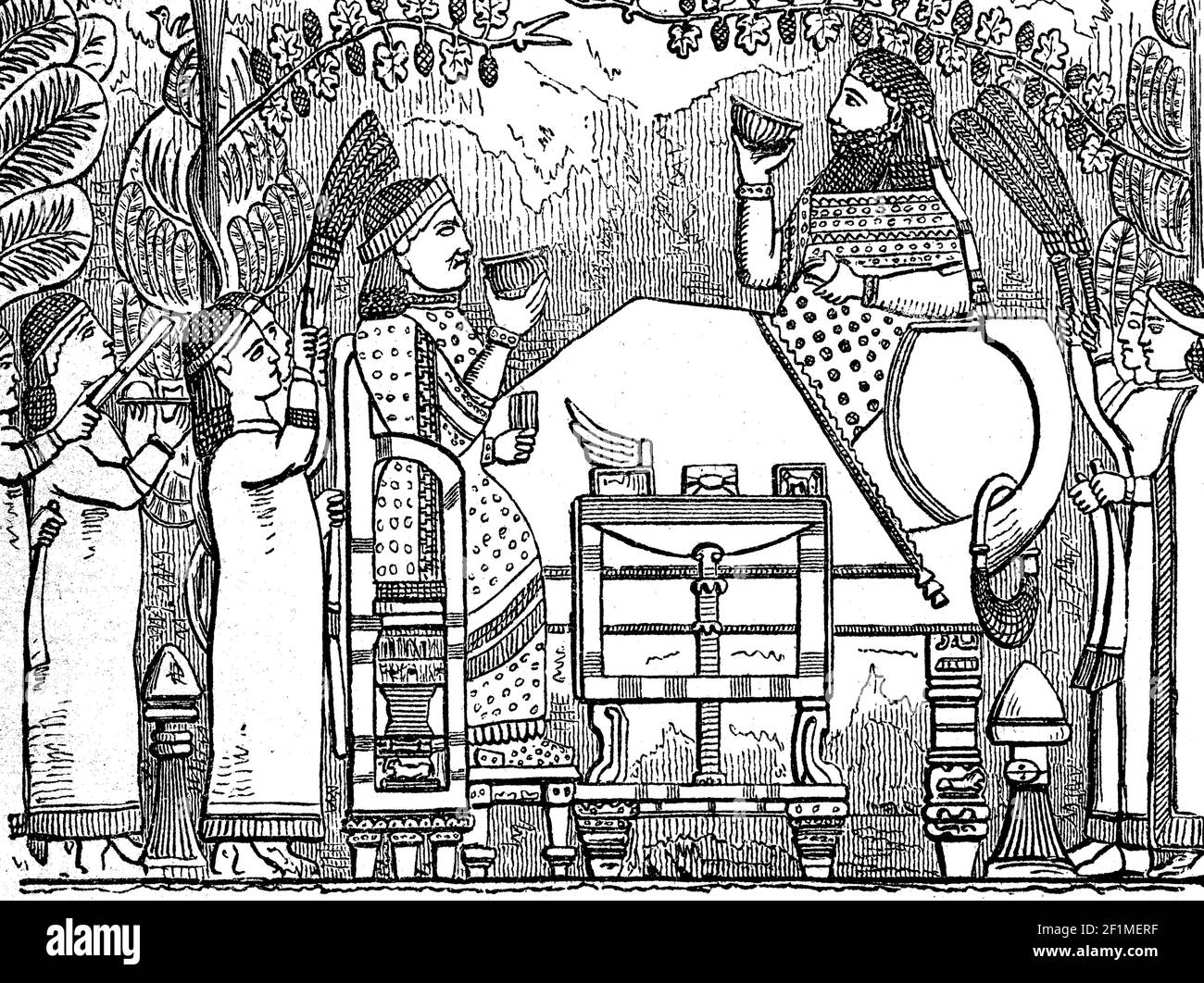 Szene aus dem Palast von Sanherib in Kujundschik, Assyrien, Assyrisches Reich, um 800 v. Chr., Illustration von 1890 / Szene aus dem Palast von Sanherib in Kujundschik, Assyrrien, Assyrisches Reich, um 800 v. Chr., Illustration aus 1890, Historisch, historisch, digital verbesserte Reproduktion eines Originals aus dem 19th. Jahrhundert / digitale Produktion einer Originalvorlage aus dem 19. Jahrhundert, Stockfoto