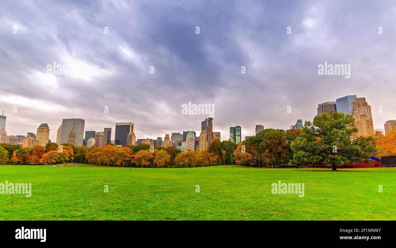 Manhattan Skyline im Central Park in New York, USA Stockfoto